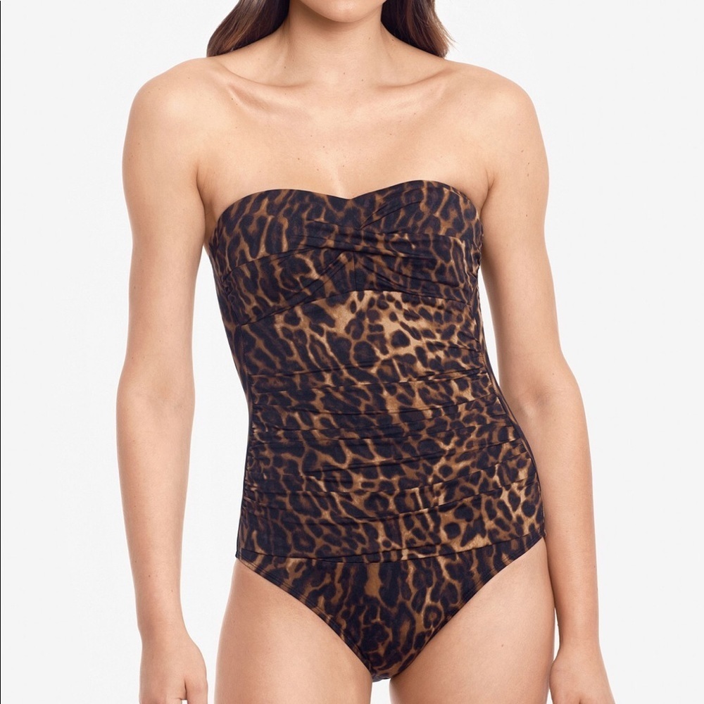 Lauren Ralph Lauren Leopard tummy control swim animal print cheetah black brown